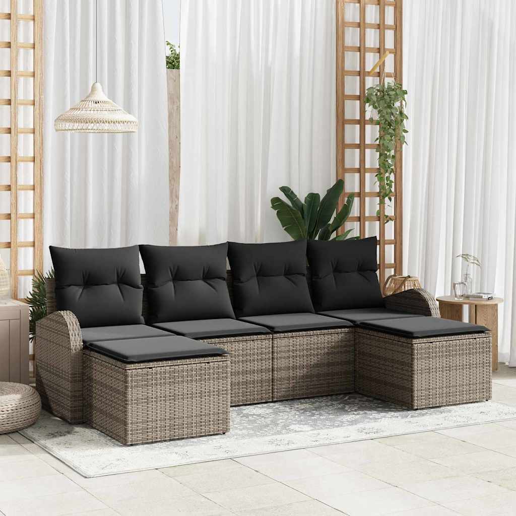 Set sofe 6 kom. Siva poliratan 124 x 62 x 85 cm