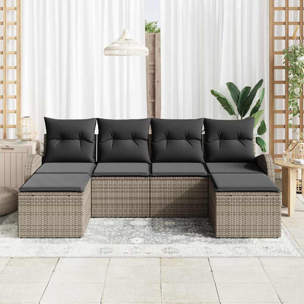 Set sofe 6 kom. Siva poliratan 124 x 62 x 85 cm