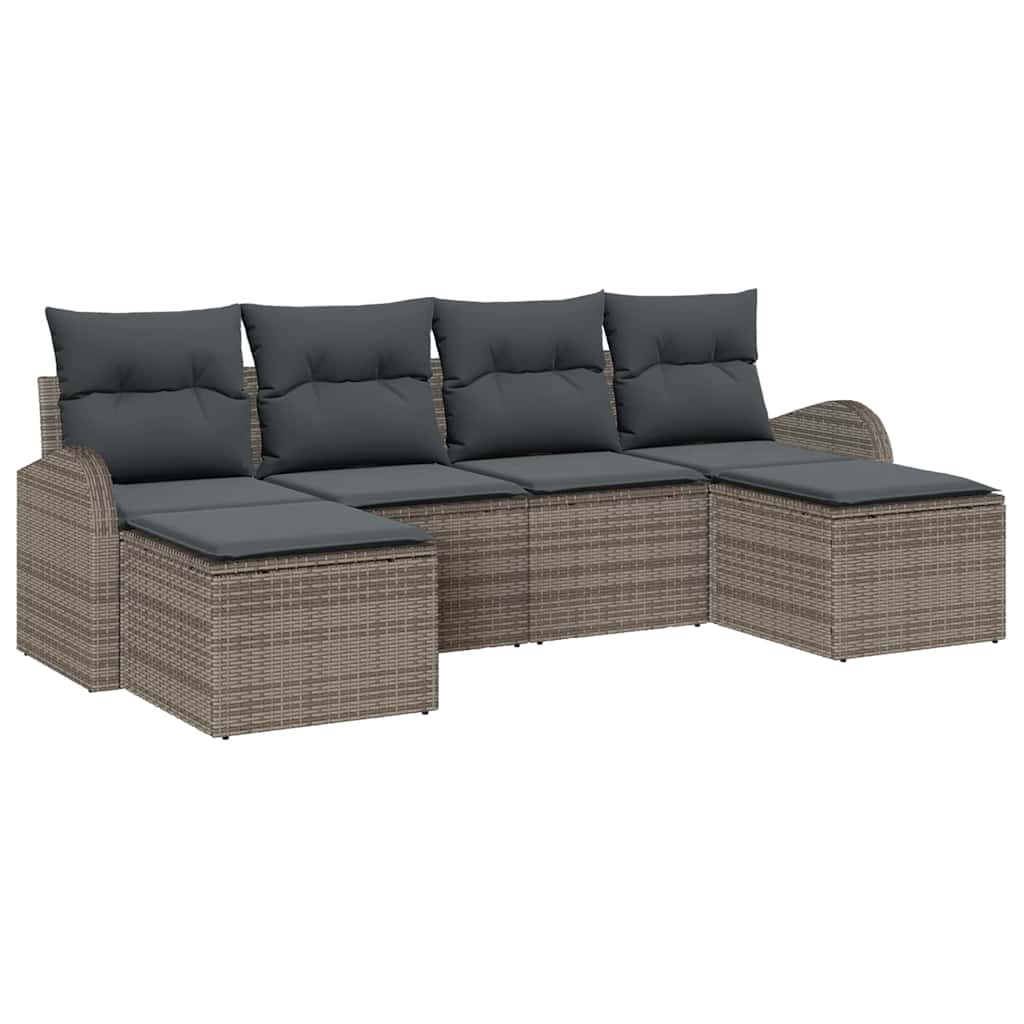 Set sofe 6 kom. Siva poliratan 124 x 62 x 85 cm