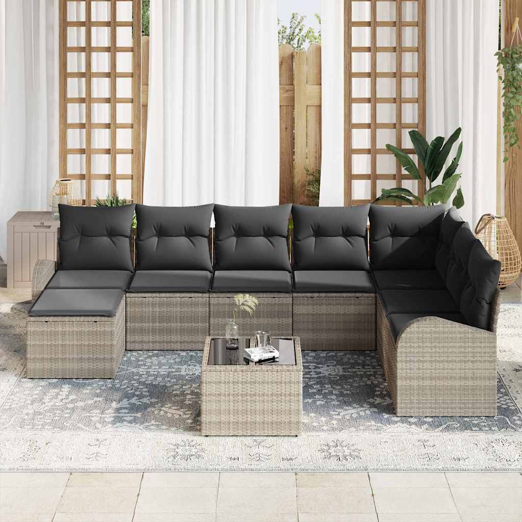 Set sofe 9 kom. Svijetlo siva poliratan Svjetlosiva 289 x 179 x 85 cm