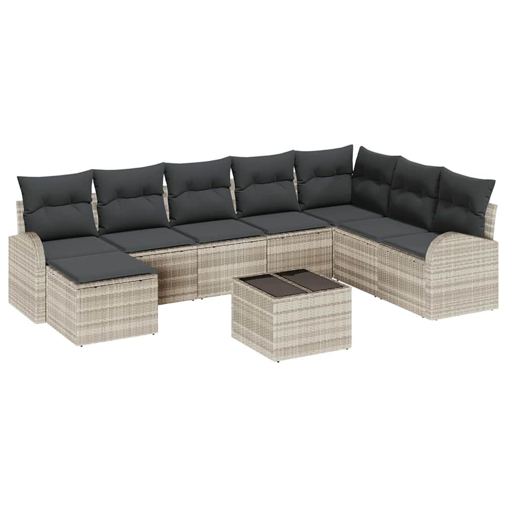 Set sofe 9 kom. Svijetlo siva poliratan Svjetlosiva 289 x 179 x 85 cm