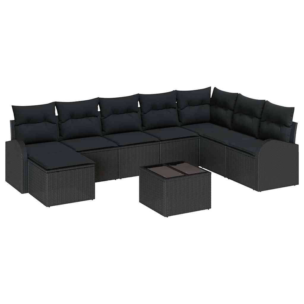 Set sofe 9 kom. Crna poliratan 289 x 179 x 85 cm