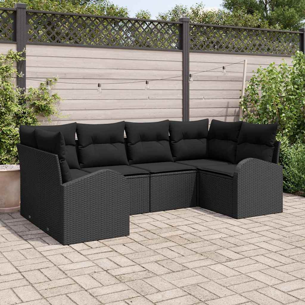 Sjedeća garnitura za vrt 6 kom. Crna poliratan 234 x 124 x 85 cm