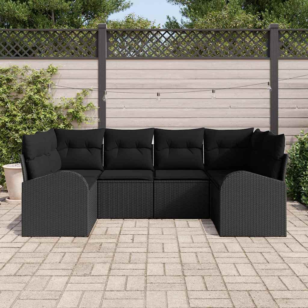 Sjedeća garnitura za vrt 6 kom. Crna poliratan 234 x 124 x 85 cm