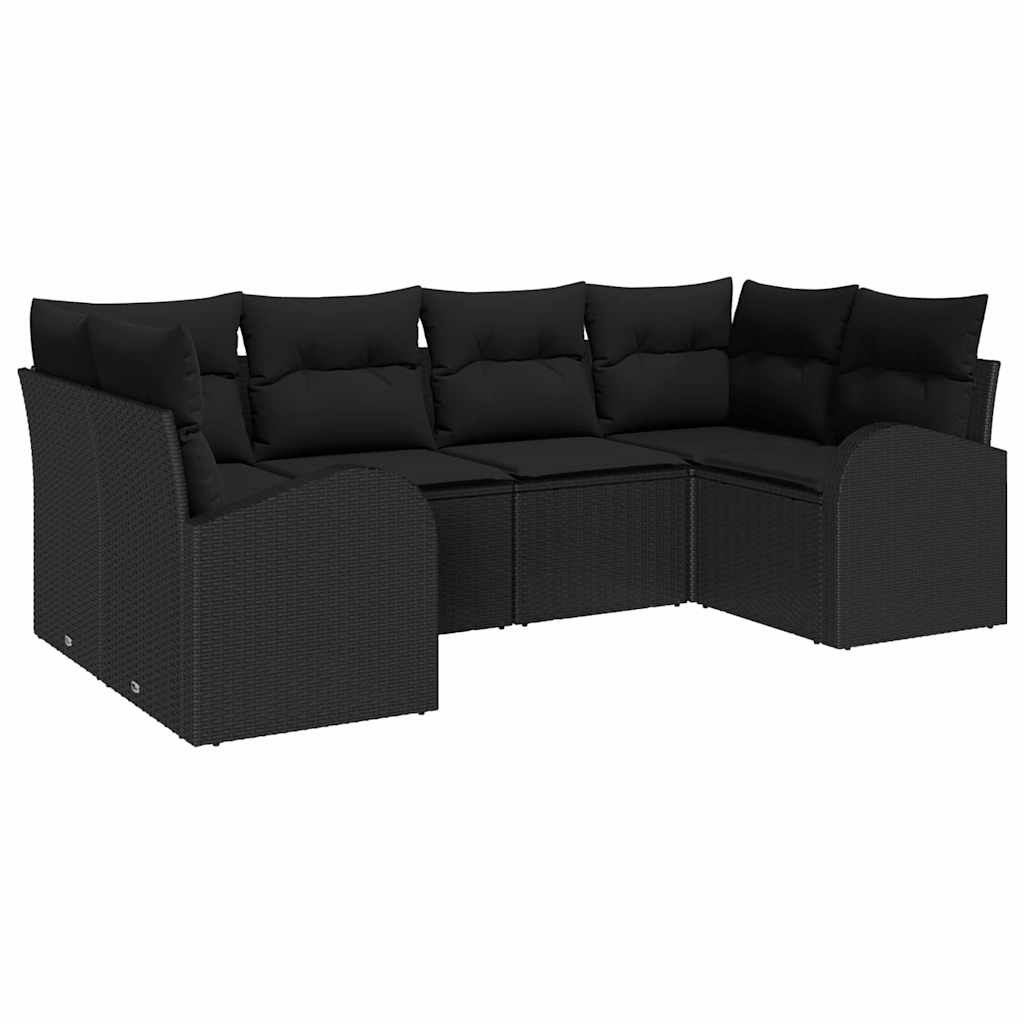 Sjedeća garnitura za vrt 6 kom. Crna poliratan 234 x 124 x 85 cm