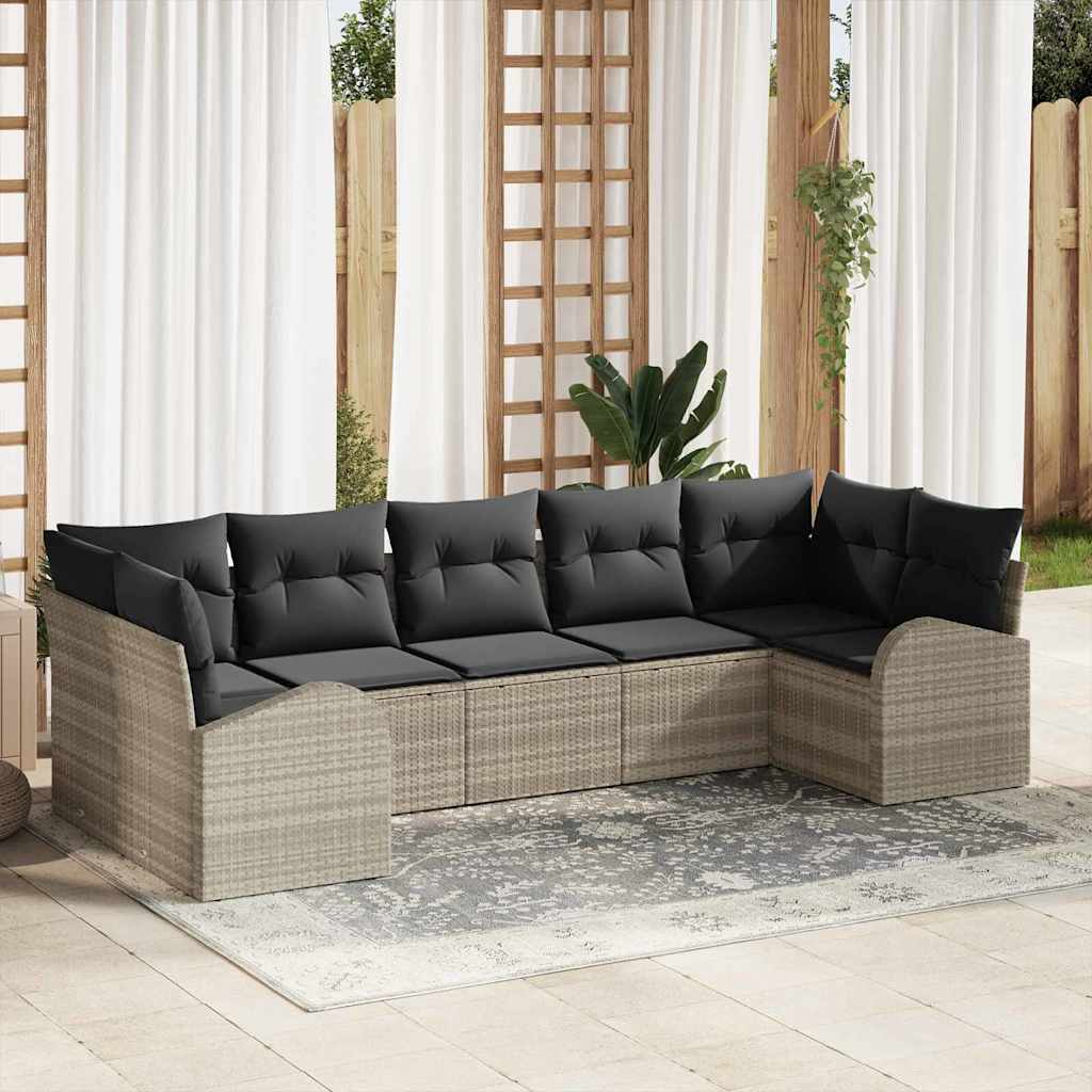 Sjedeća garnitura za vrt 7 kom. Svijetlo siva poliratan Svjetlosiva 289 x 124 x 85 cm