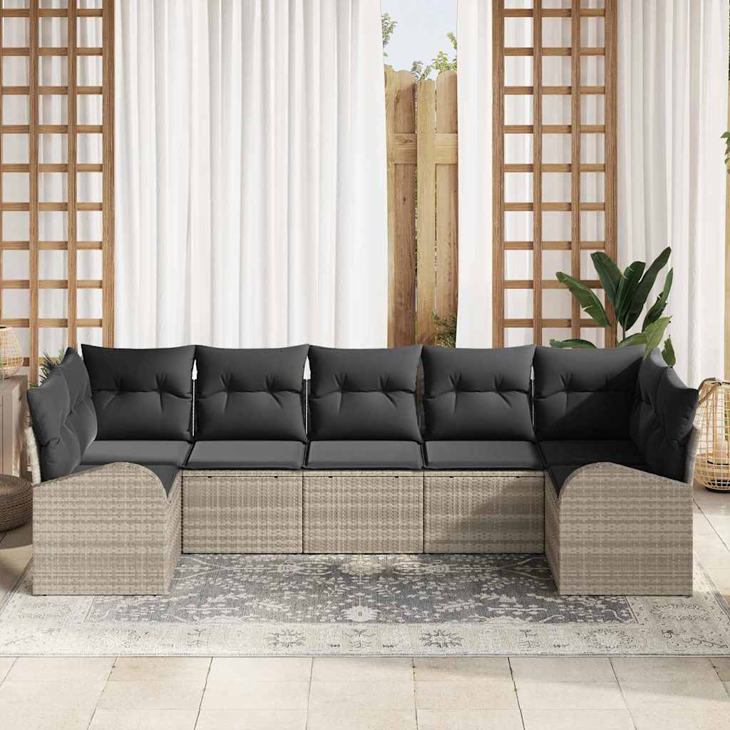 Sjedeća garnitura za vrt 7 kom. Svijetlo siva poliratan Svjetlosiva 289 x 124 x 85 cm