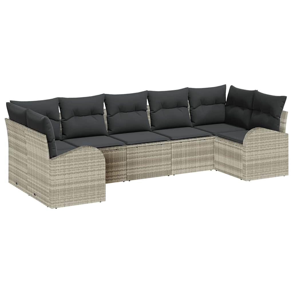 Sjedeća garnitura za vrt 7 kom. Svijetlo siva poliratan Svjetlosiva 289 x 124 x 85 cm