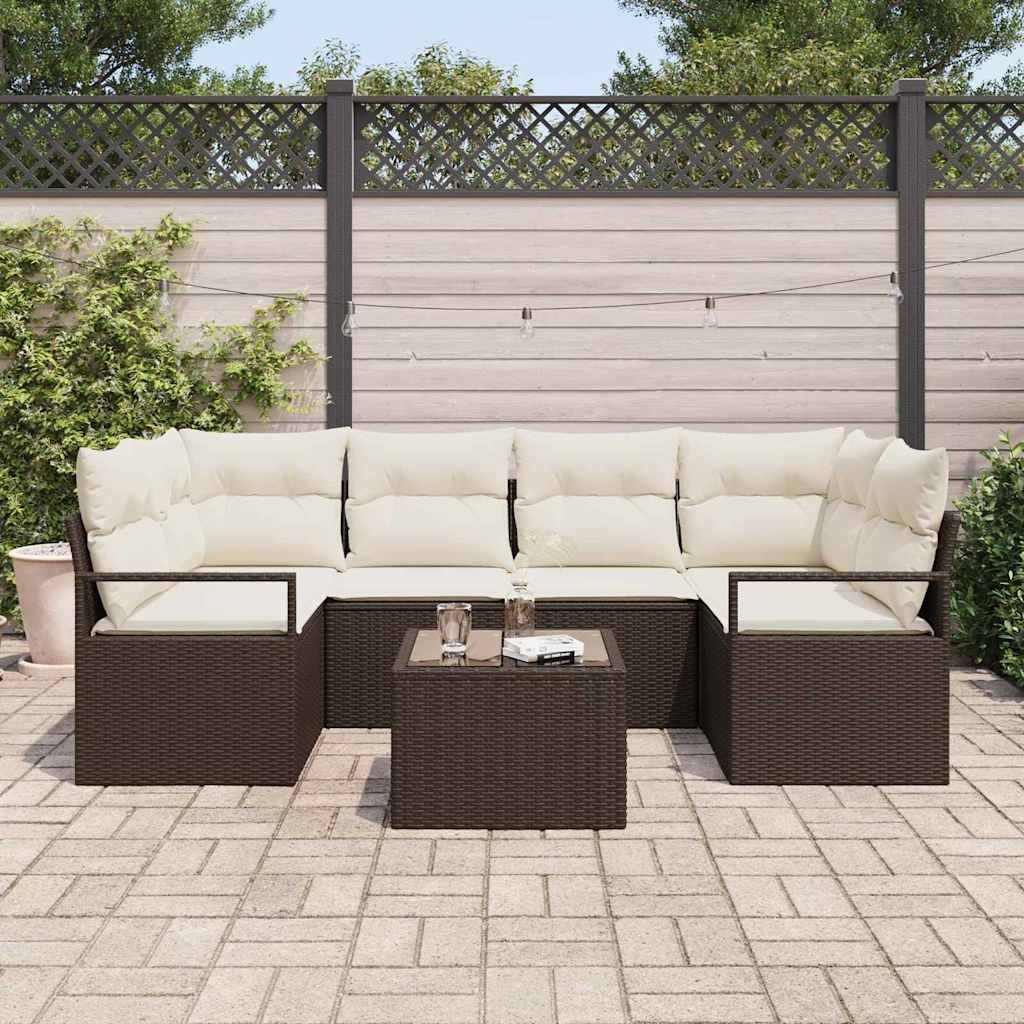 Sjedeća garnitura za vrt 7 kom. 6-Broj sjedala Smeđa i krem 234 x 122 x 85 cm