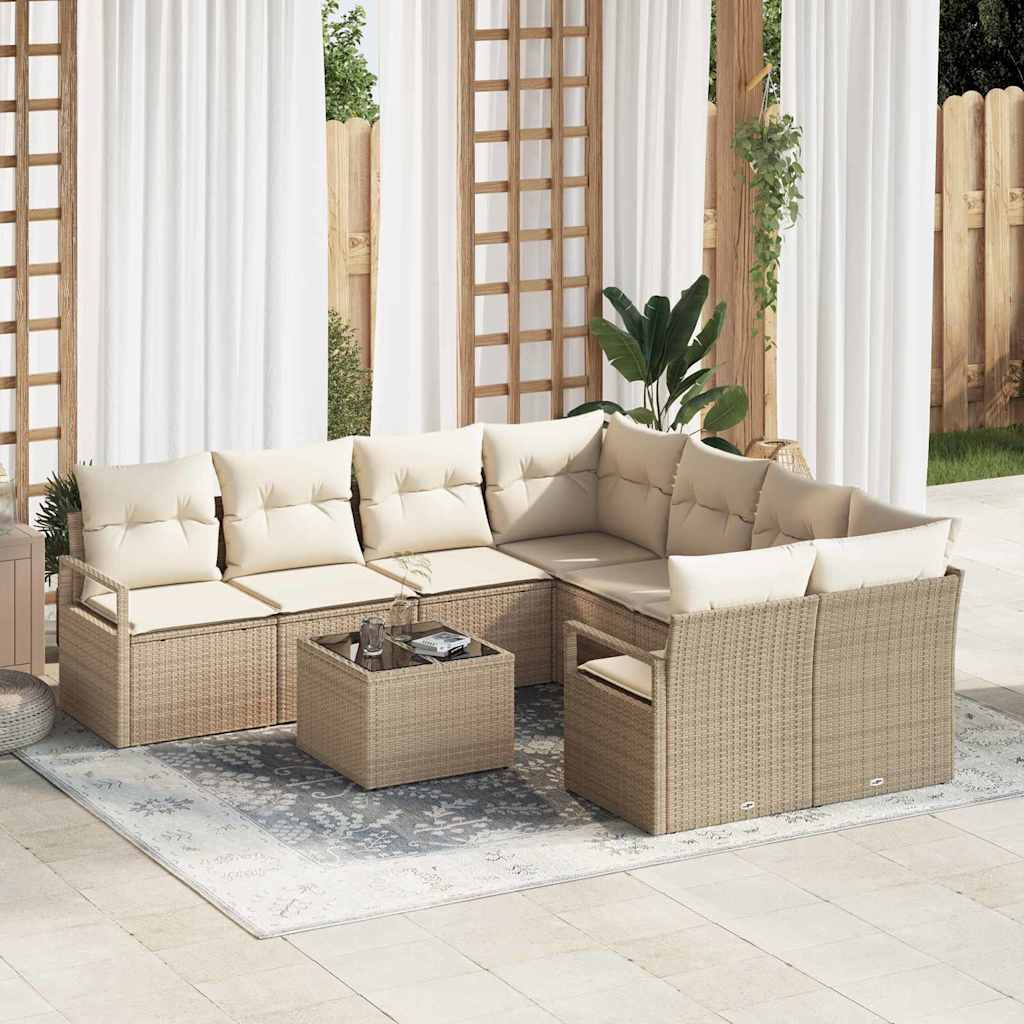 Set sofe 9 kom. 8-Broj sjedala Bež i krema poliratan 232 x 234 x 85 cm