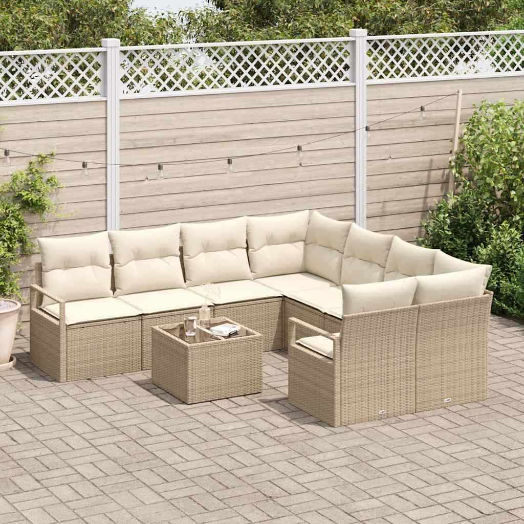 Set sofe 9 kom. 8-Broj sjedala Bež i krema poliratan 232 x 234 x 85 cm