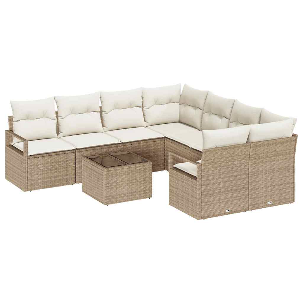 Set sofe 9 kom. 8-Broj sjedala Bež i krema poliratan 232 x 234 x 85 cm