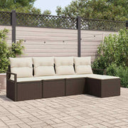 Set sofe 5 kom. Smeđa i krem poliratan 230 x 117 x 85 cm