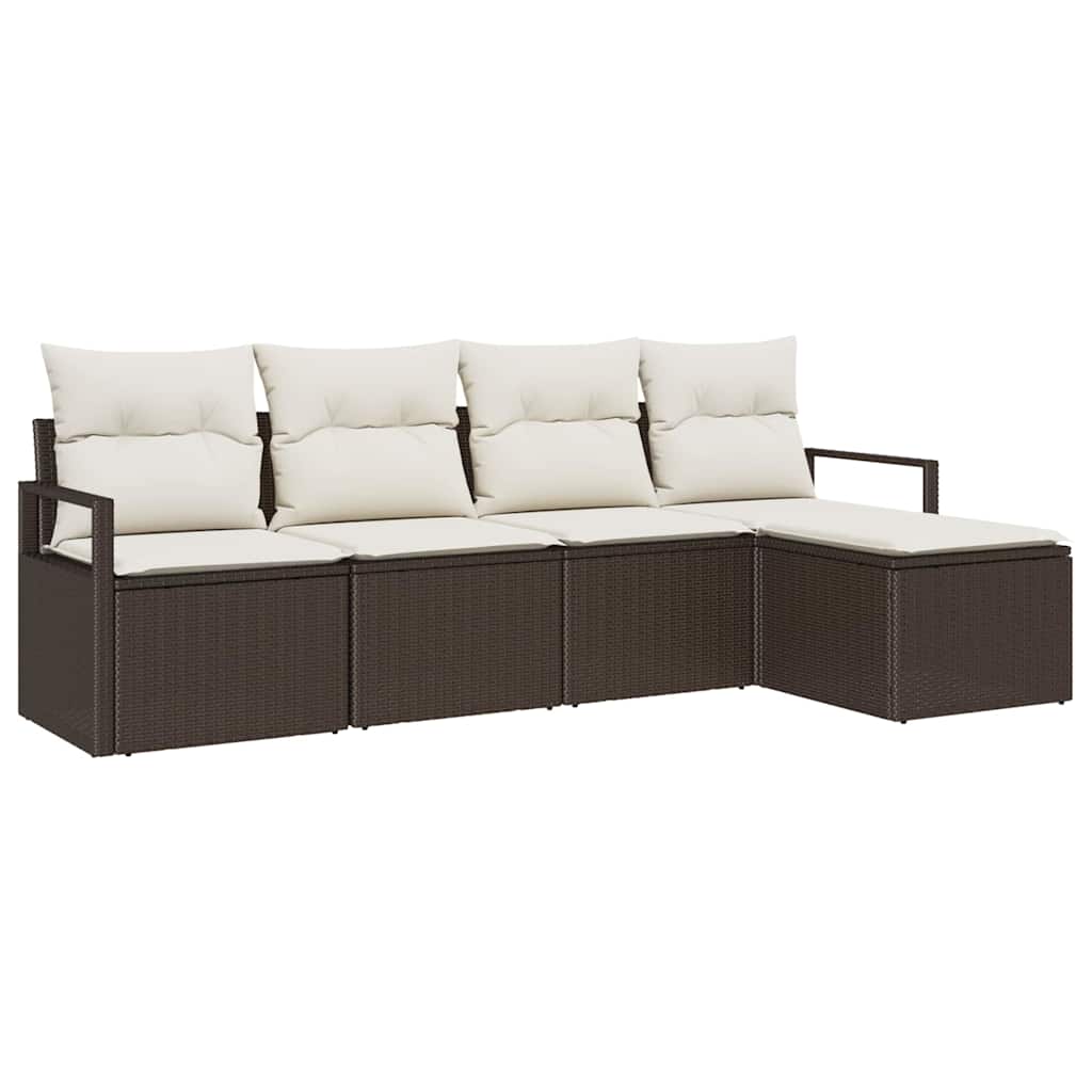 Set sofe 5 kom. Smeđa i krem poliratan 230 x 117 x 85 cm