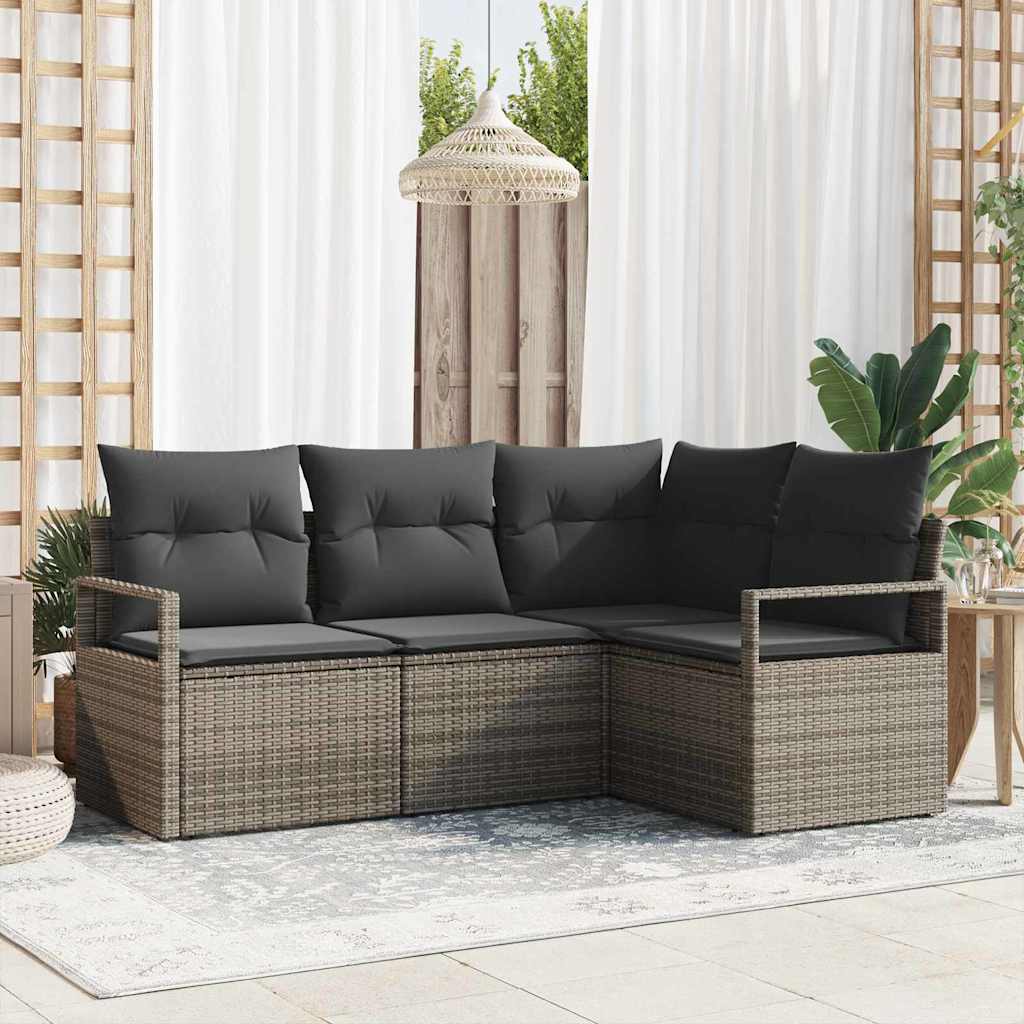 Set sofe 4 kom. Siva poliratan 177 x 122 x 85 cm