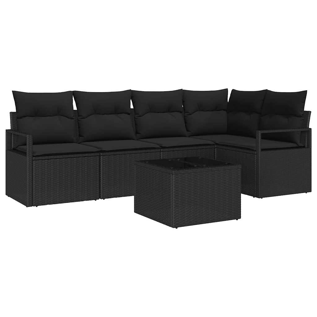 Sjedeća garnitura za vrt 6 kom. Crna poliratan 232 x 122 x 85 cm