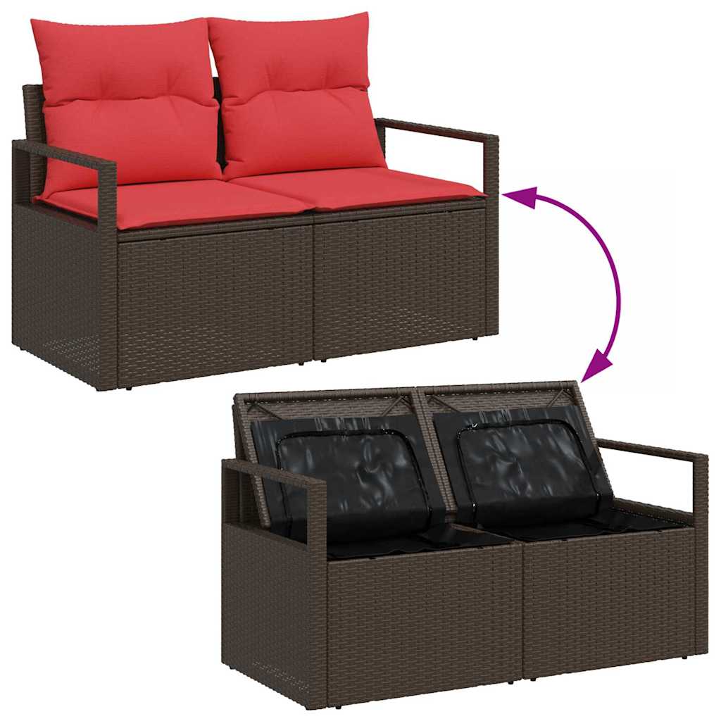 Sjedeća garnitura za vrt 6 kom. Smeđa i crvena poliratan 232 x 122 x 85 cm