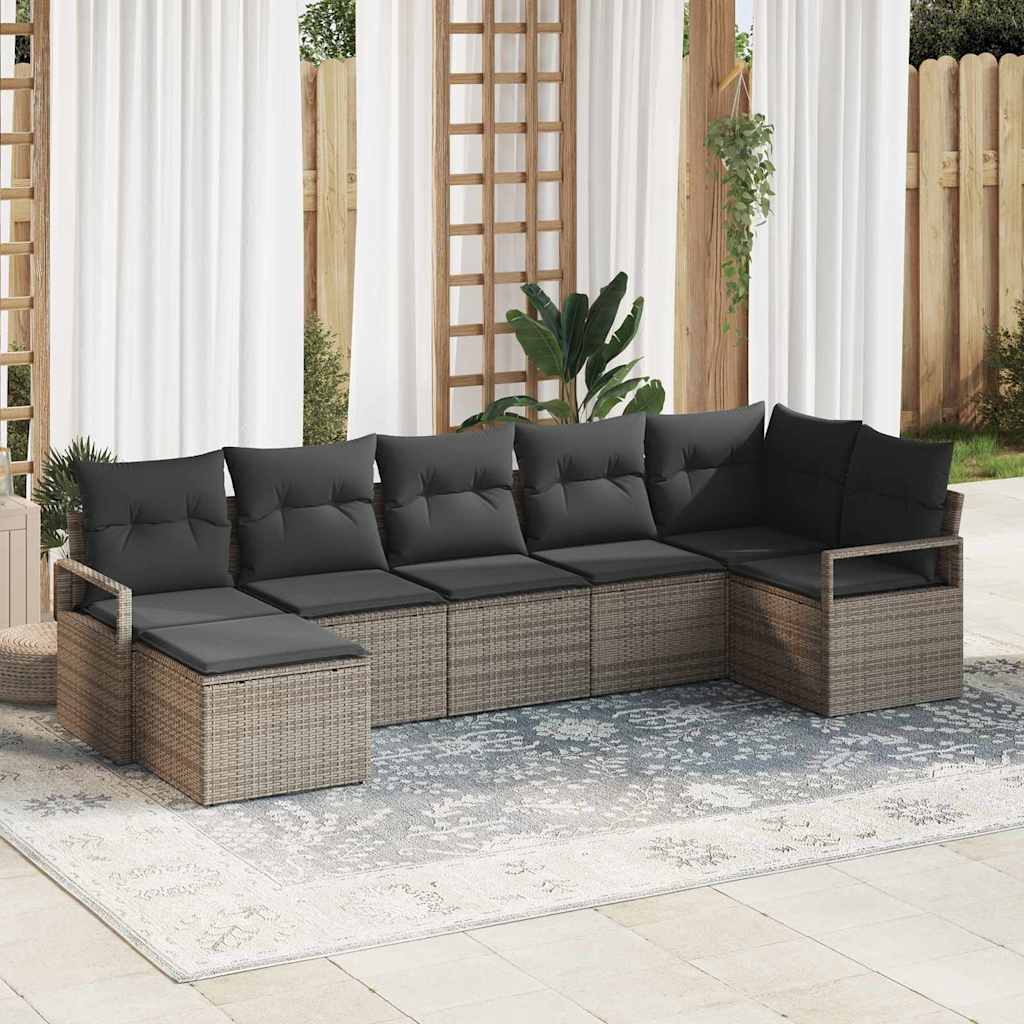 Set sofe 7 kom. Siva poliratan 287 x 122 x 85 cm