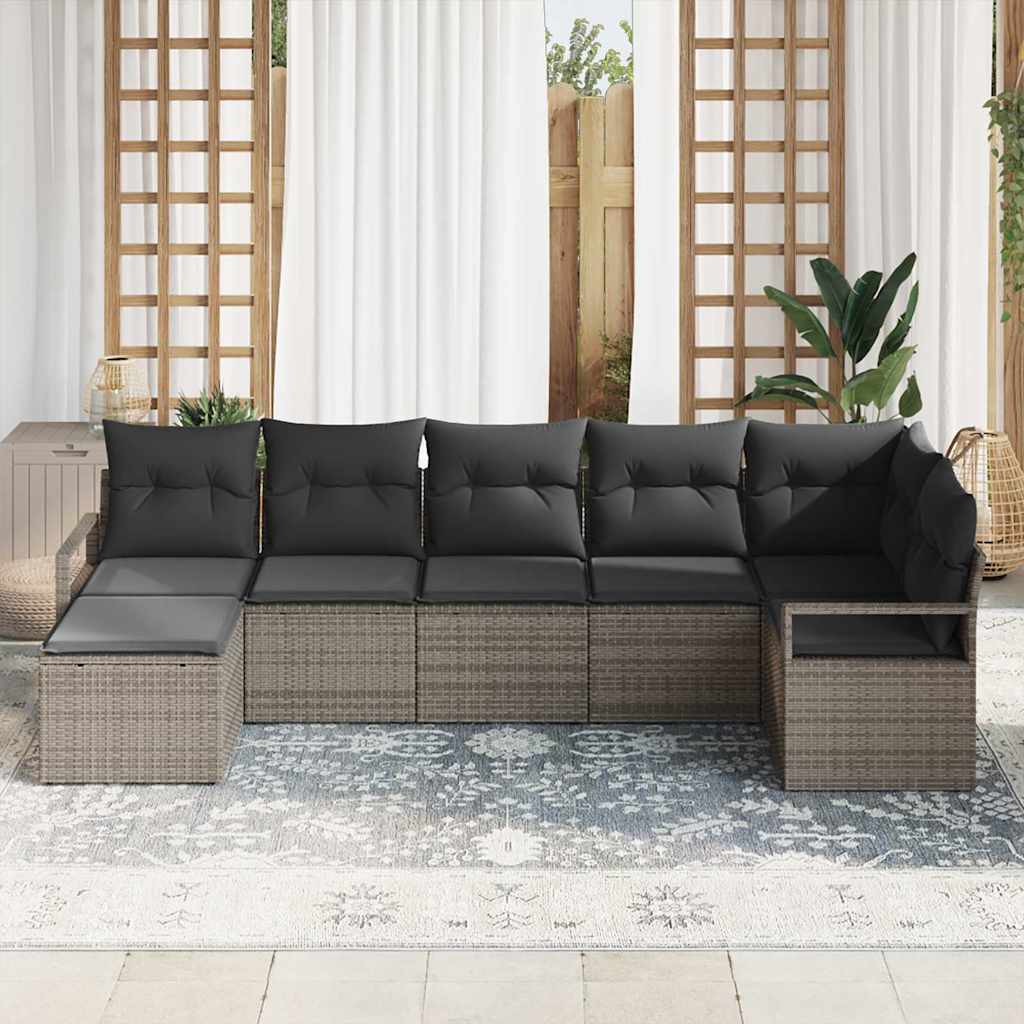 Set sofe 7 kom. Siva poliratan 287 x 122 x 85 cm