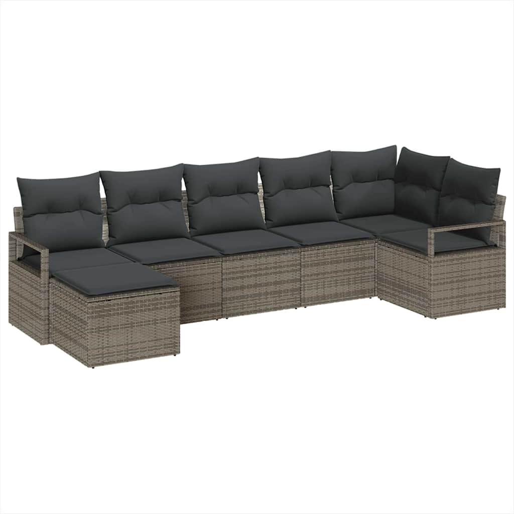 Set sofe 7 kom. Siva poliratan 287 x 122 x 85 cm