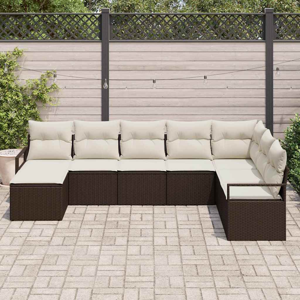 Set sofe s jastukom s pohranom 8 pcs Smeđa i krem poliratan