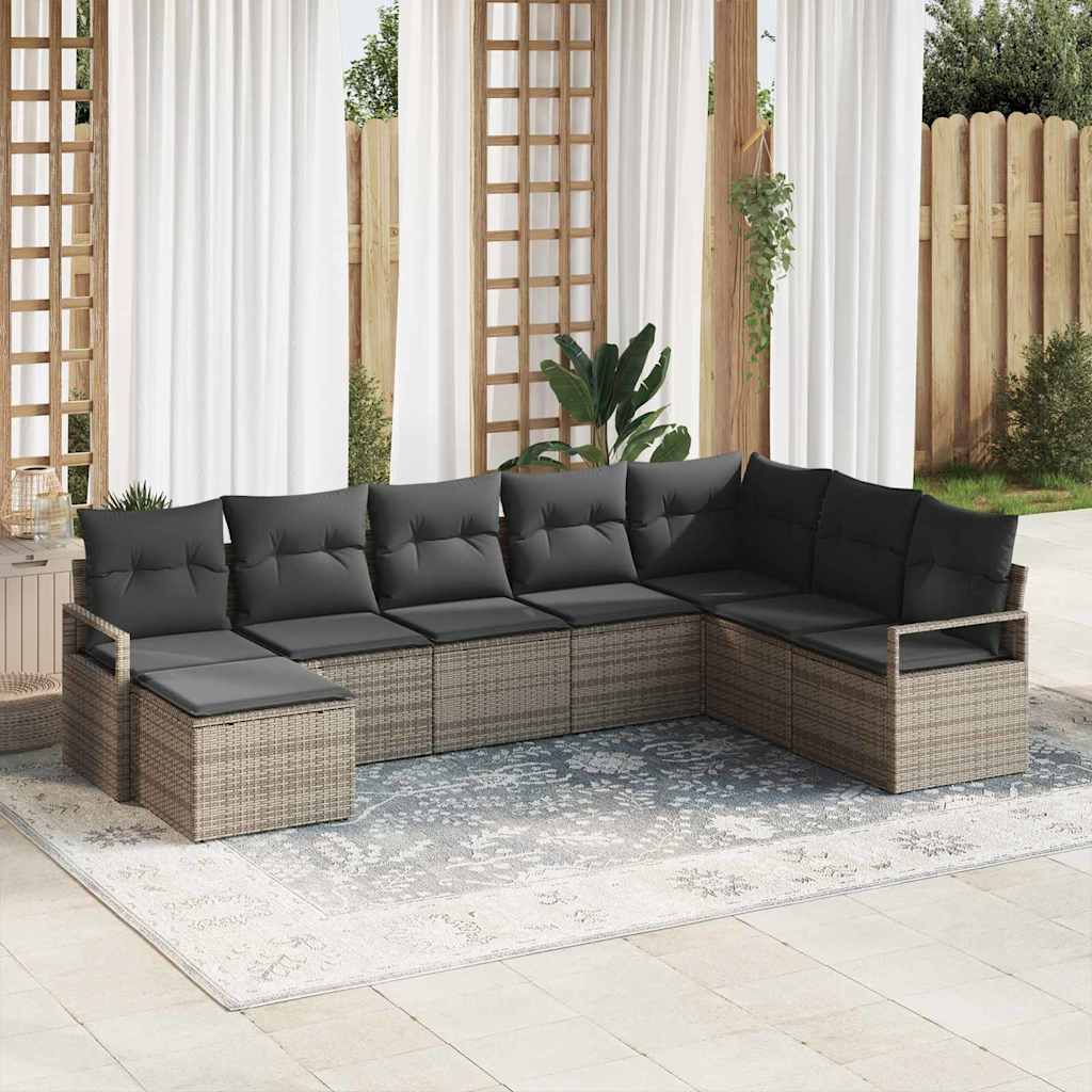 Set sofe 8 kom. Siva poliratan 287 x 177 x 85 cm