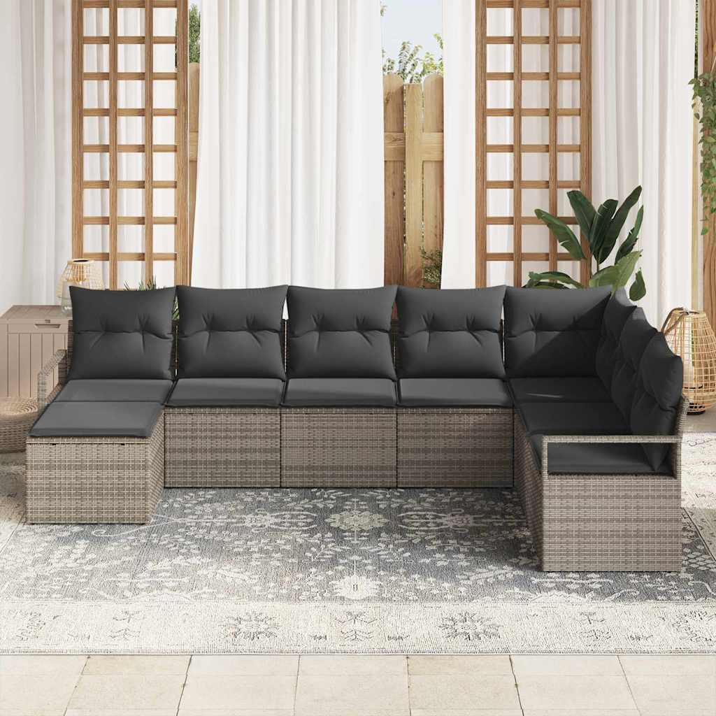 Set sofe 8 kom. Siva poliratan 287 x 177 x 85 cm