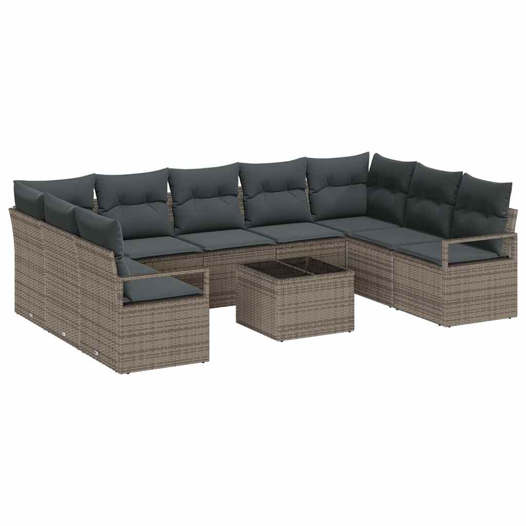 Sjedeća garnitura za vrt 10 kom. Svijetlo siva poliratan Svjetlosiva 289 x 177 x 85 cm