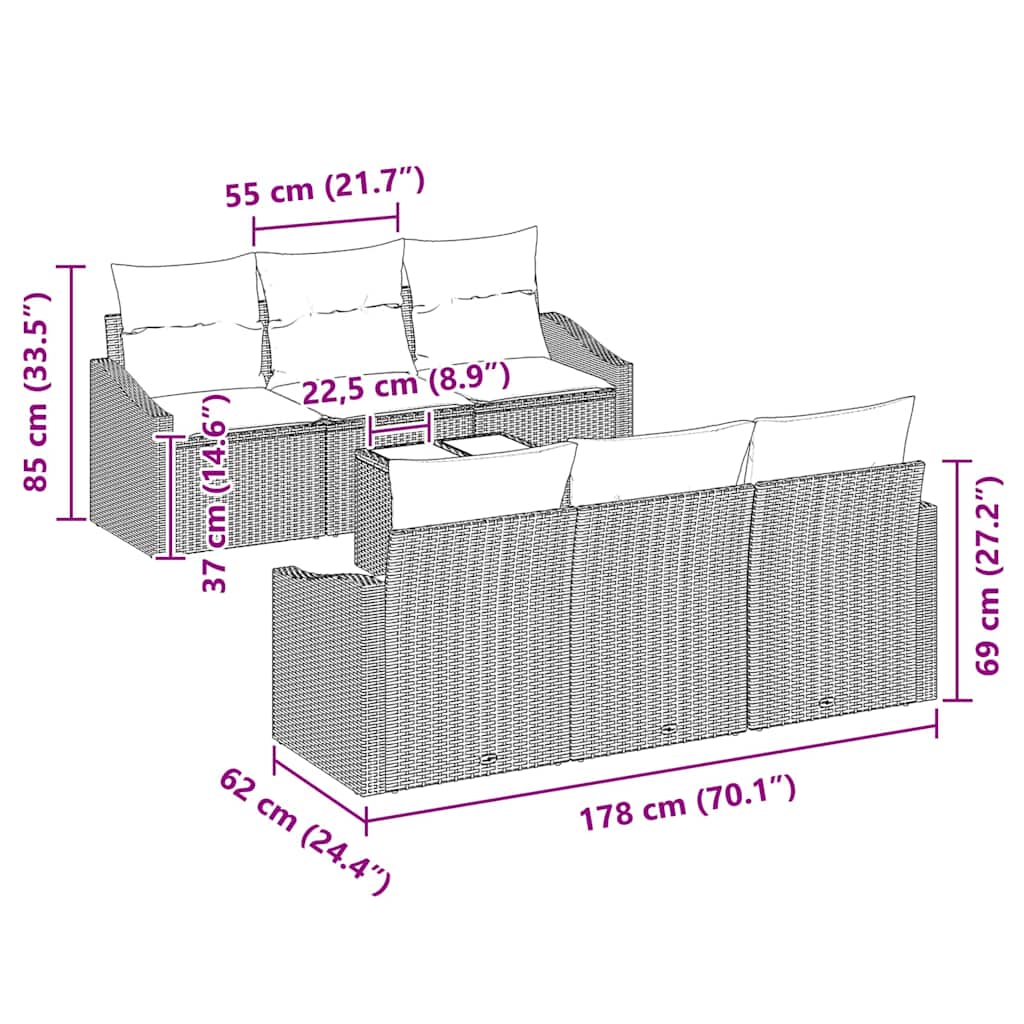 Set sofe 7 kom. Crna poliratan 55 x 55 x 37 cm