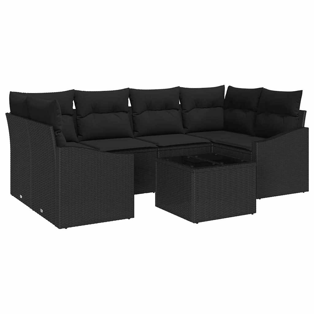 Set sofe 7 kom. Crna poliratan 234 x 123,5 x 85 cm