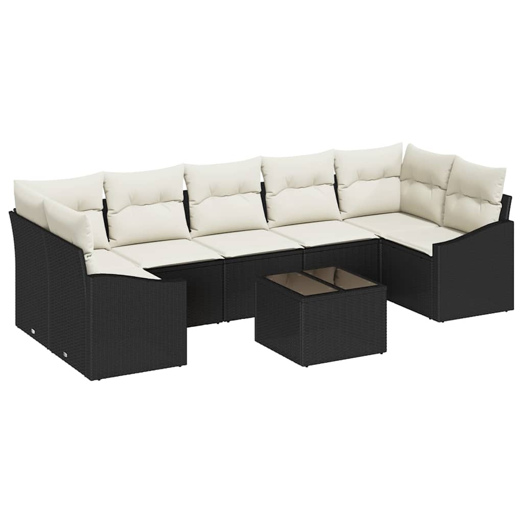 Set sofe 8 kom. Crna i Krema poliratan 289 x 123,5 x 85 cm