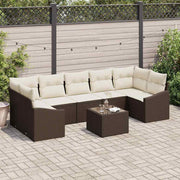 Set sofe 8 kom. Smeđa i krem poliratan 289 x 123,5 x 85 cm