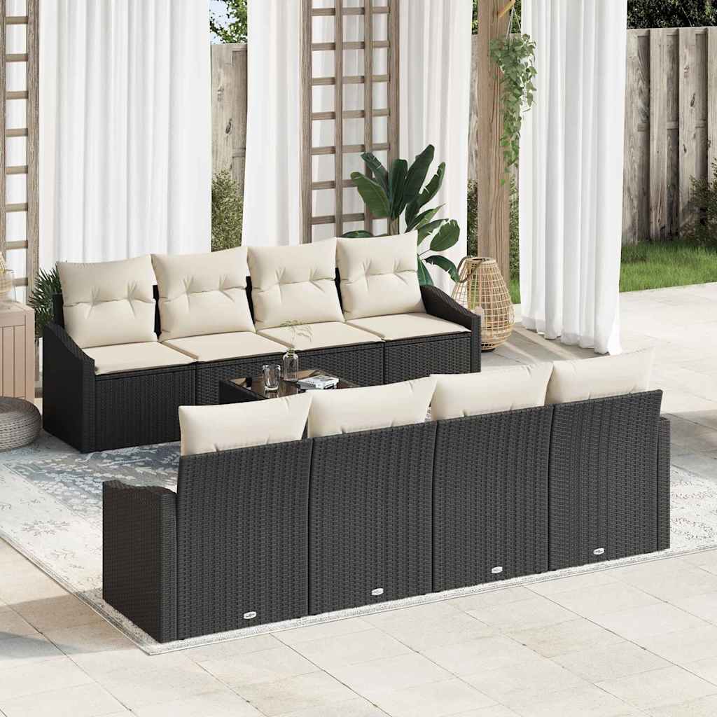 Set sofe 7 kom. Crna i Krema poliratan 55 x 55 x 37 cm