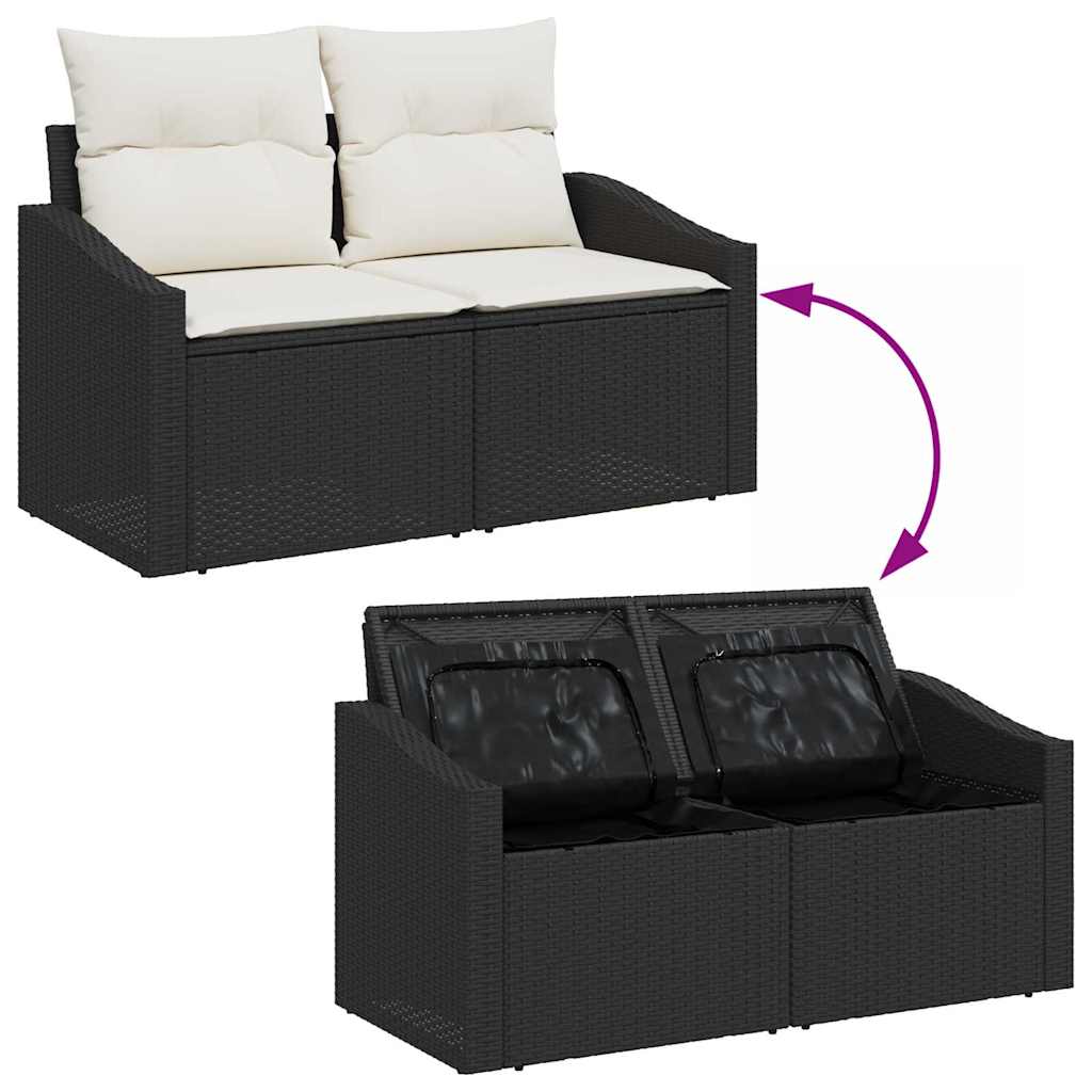 Set sofe 7 kom. Crna i Krema poliratan 55 x 55 x 37 cm