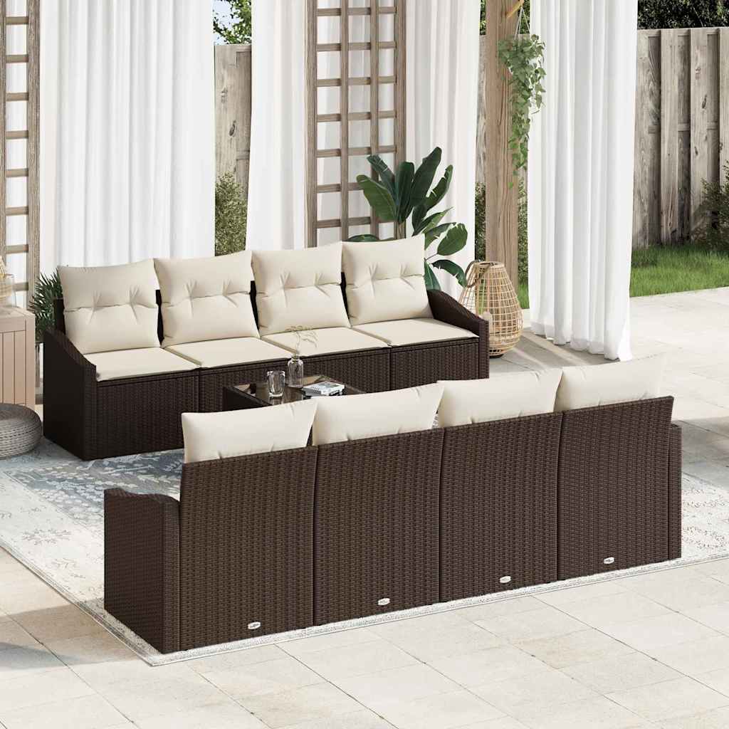 Set sofe 7 kom. Smeđa i krem poliratan 55 x 55 x 37 cm
