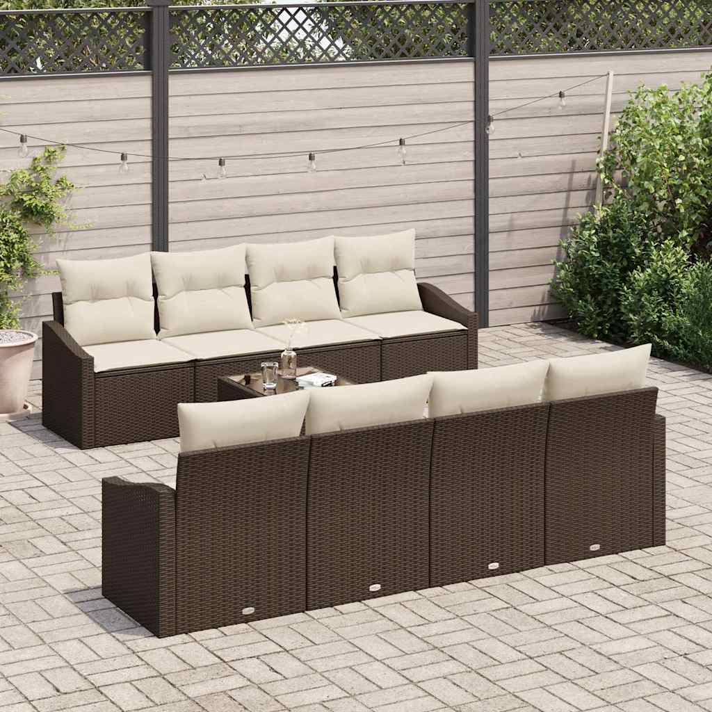 Set sofe 7 kom. Smeđa i krem poliratan 55 x 55 x 37 cm