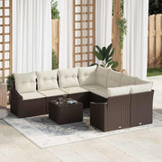 Set sofe 9 kom. Smeđa i krem poliratan 233,5 x 234 x 85 cm