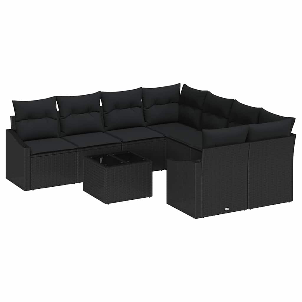 Set sofe 9 kom. Crna poliratan 233,5 x 234 x 85 cm