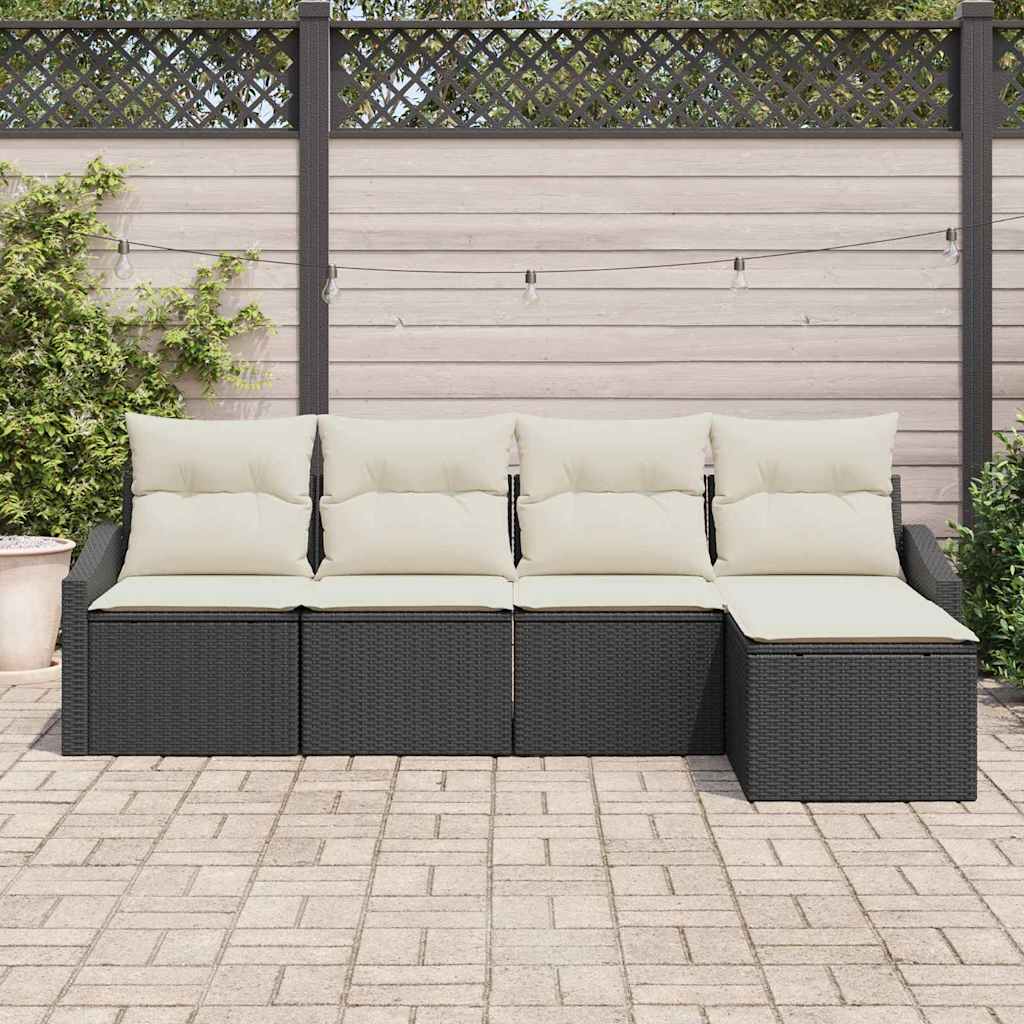Set sofe 5 kom. Crna i Krema poliratan 233 x 117 x 85 cm
