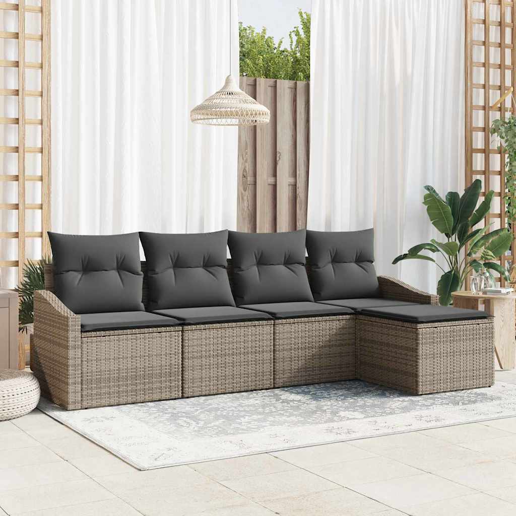 Set sofe 5 kom. Siva poliratan 233 x 117 x 85 cm