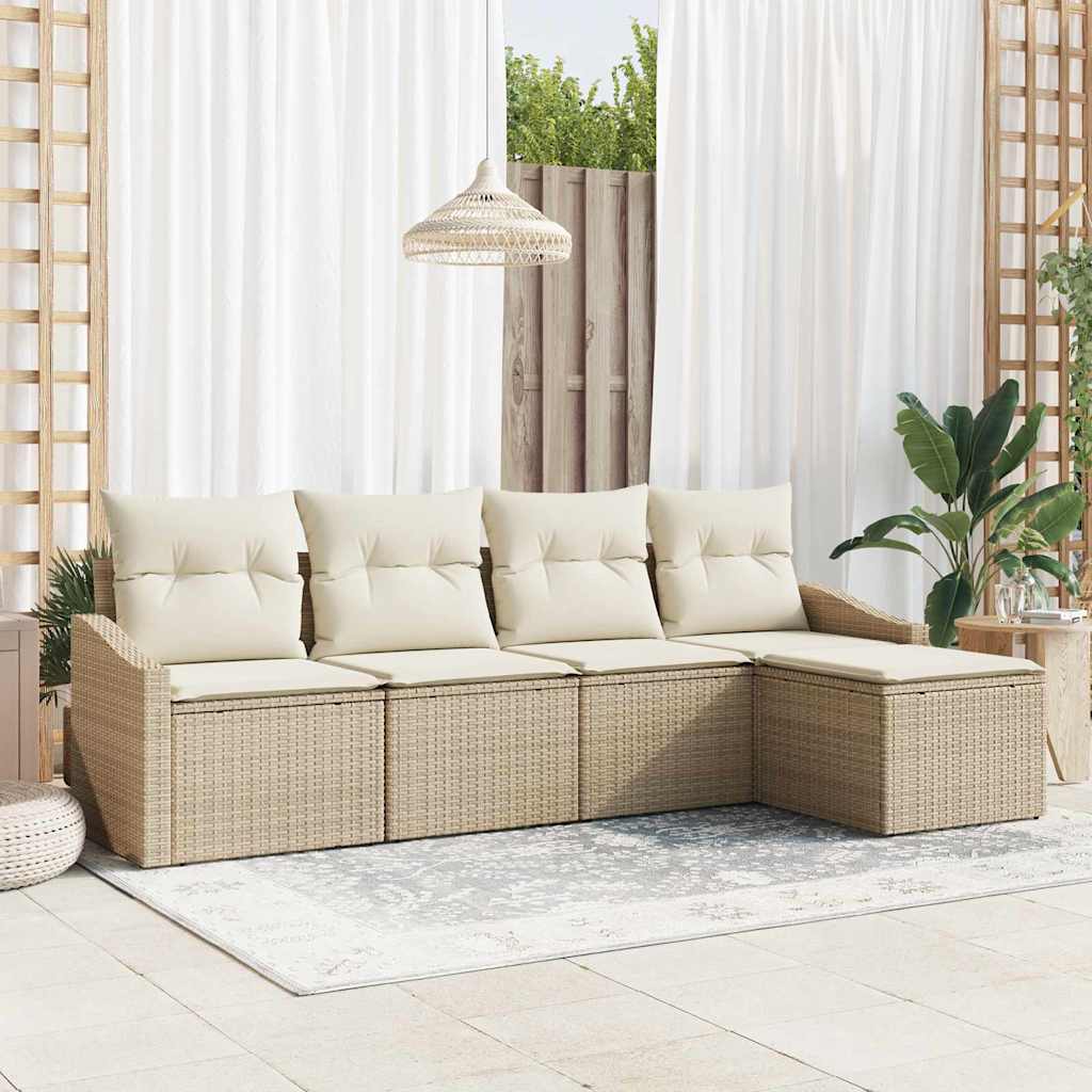 Set sofe 5 kom. Bež i krema poliratan 233 x 117 x 85 cm