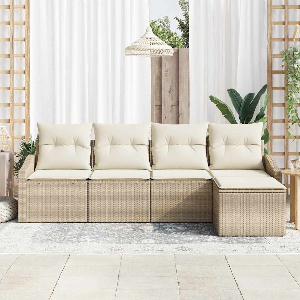 Set sofe 5 kom. Bež i krema poliratan 233 x 117 x 85 cm