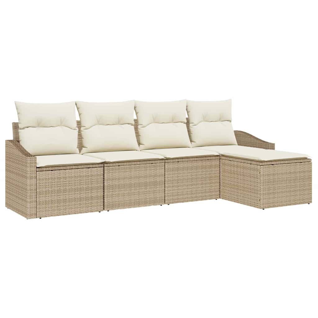 Set sofe 5 kom. Bež i krema poliratan 233 x 117 x 85 cm