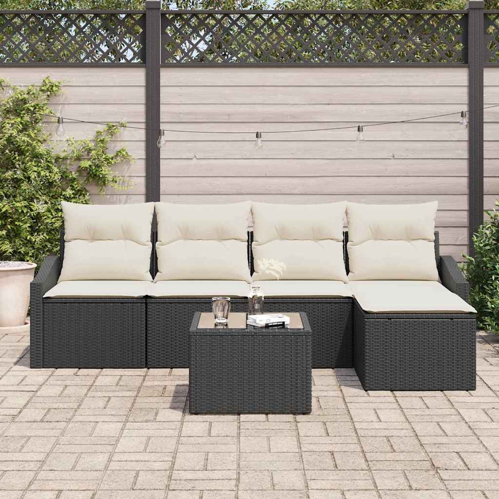 Set sofe 5 kom. Smeđa i krem poliratan 233 x 117 x 85 cm