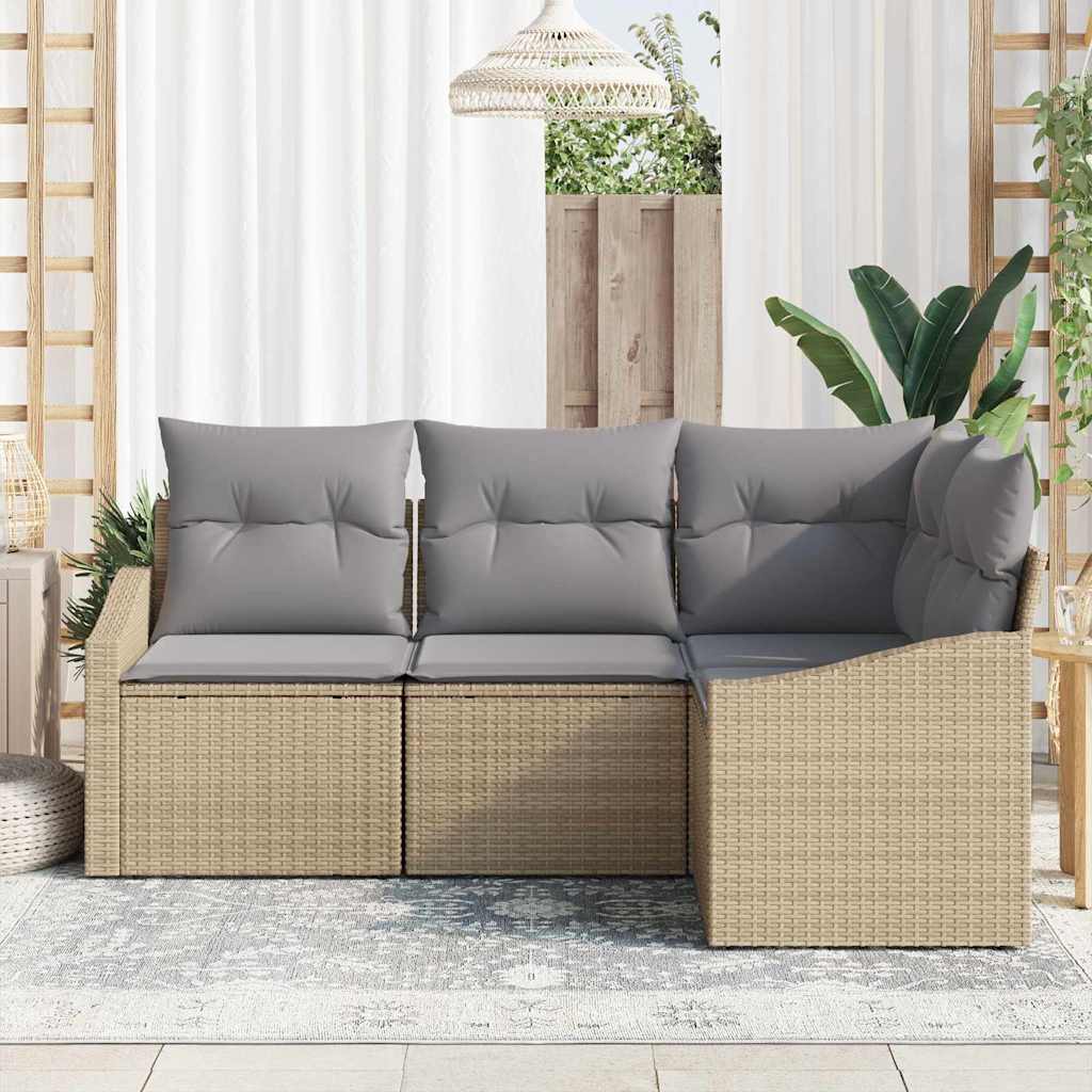 Sjedeća garnitura za vrt 4 kom. Bež i svijetlo siva poliratan 178,5 x 123,5 x 85 cm