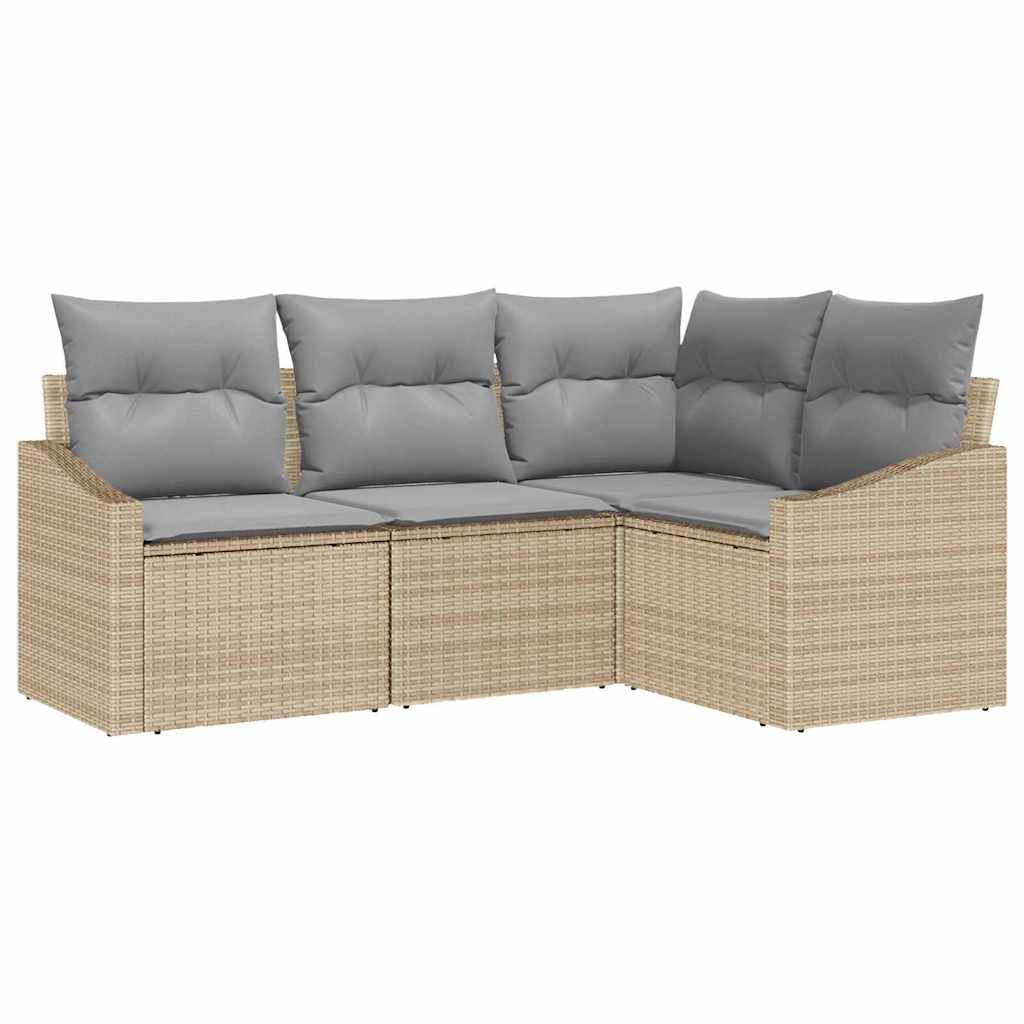 Sjedeća garnitura za vrt 4 kom. Bež i svijetlo siva poliratan 178,5 x 123,5 x 85 cm