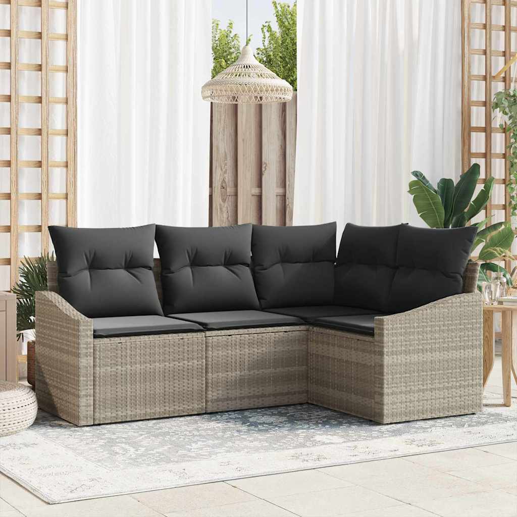 Sjedeća garnitura za vrt 4 kom. Svijetlo siva poliratan Svjetlosiva 178,5 x 123,5 x 85 cm