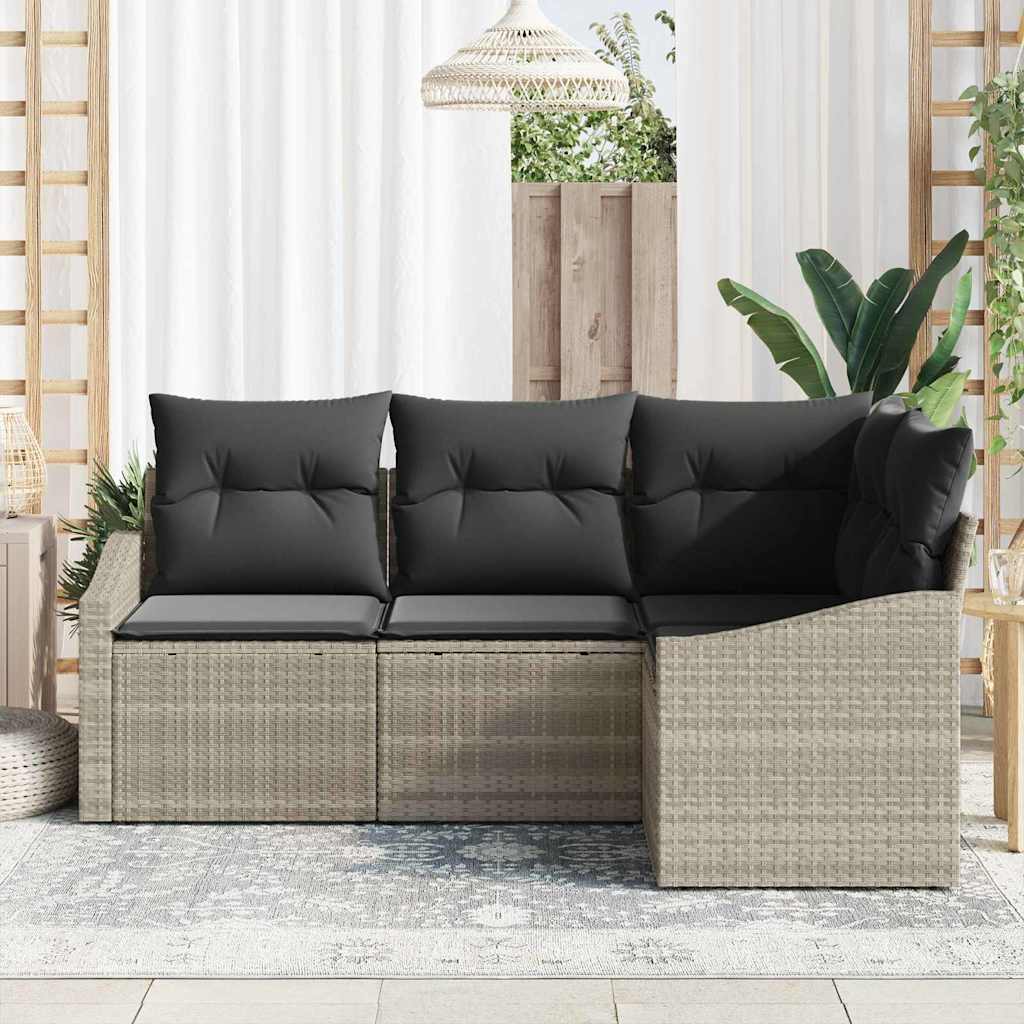 Sjedeća garnitura za vrt 4 kom. Svijetlo siva poliratan Svjetlosiva 178,5 x 123,5 x 85 cm
