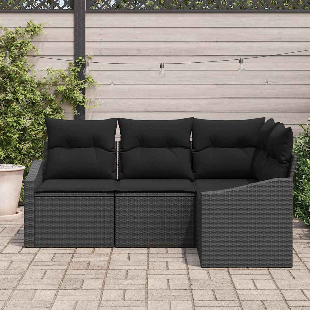 Sjedeća garnitura za vrt 4 kom. Crna poliratan 178,5 x 123,5 x 85 cm