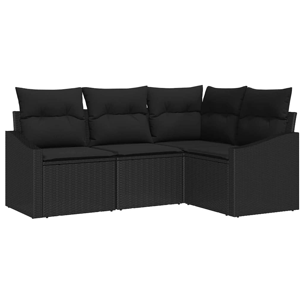 Sjedeća garnitura za vrt 4 kom. Crna poliratan 178,5 x 123,5 x 85 cm